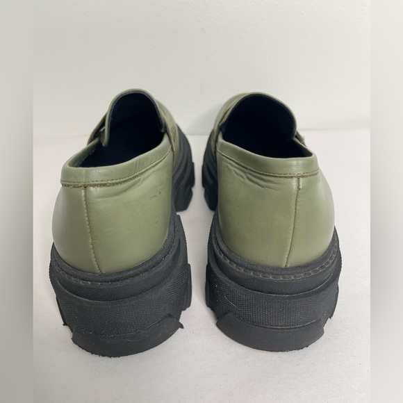 Alohas Trailblazer Leather Loafers Dusty Olive Sz 41 / 10.5 Chunky Platform - Picture 4 of 8